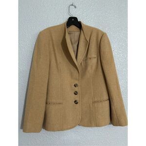 VINTAGE Tan Blazer Camel hair jacket Classic Preppy Old Money Timeless S